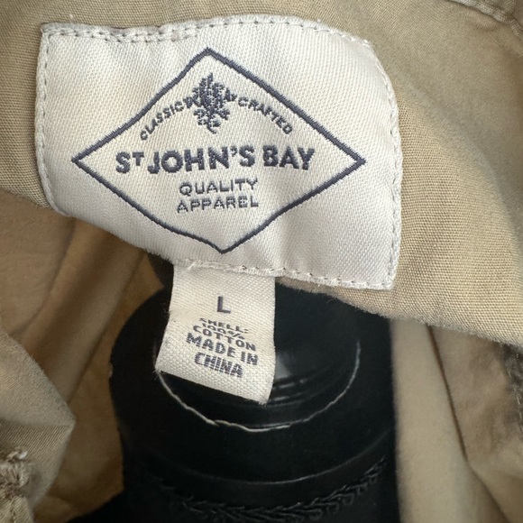 St Johns Bay Womens L Khaki Cotton Lightweight Utility Safari Jacket w/Pockets - Picture 4 of 4
